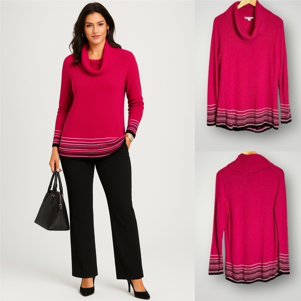 Pendleton 100% Cashmere Sweater Size Large Long Sleeve Soft Solid Striped